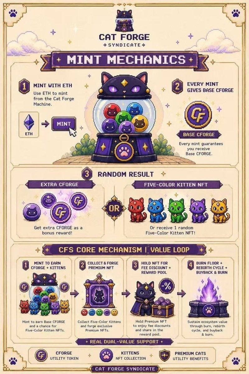 Crypto_TVOT's tweet photo. One thing I care about with new NFT projects:

Does the mint result matter later?

For @Cat_Forge, the answer seems to be yes.

Kittens are not just random collectibles. They are part of the forge path.

That alone makes the mint more interesting to follow. https://t.co/KPH4cORX5C