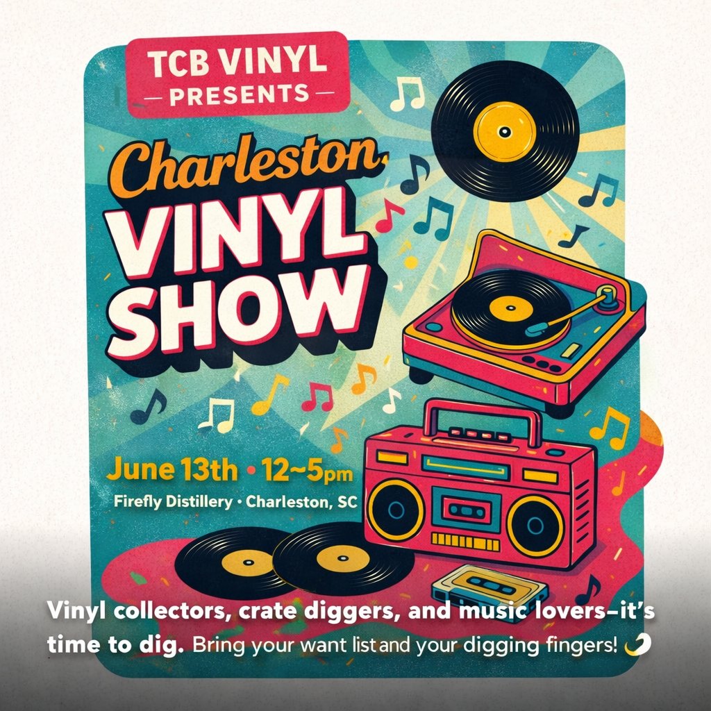 VinylRecordShow's tweet photo. Saturday June 13 Charleston SC Vinyl Record Show Noon to 5pm at Firefly Distillery this is an indoor and outdoor event with vendors in the rear meeting room plus on the patio. All music styles! 45s, LPs, 12" singles, CDs and more. Shop early and stay late for a drink or two. https://t.co/gNluMJjPPI