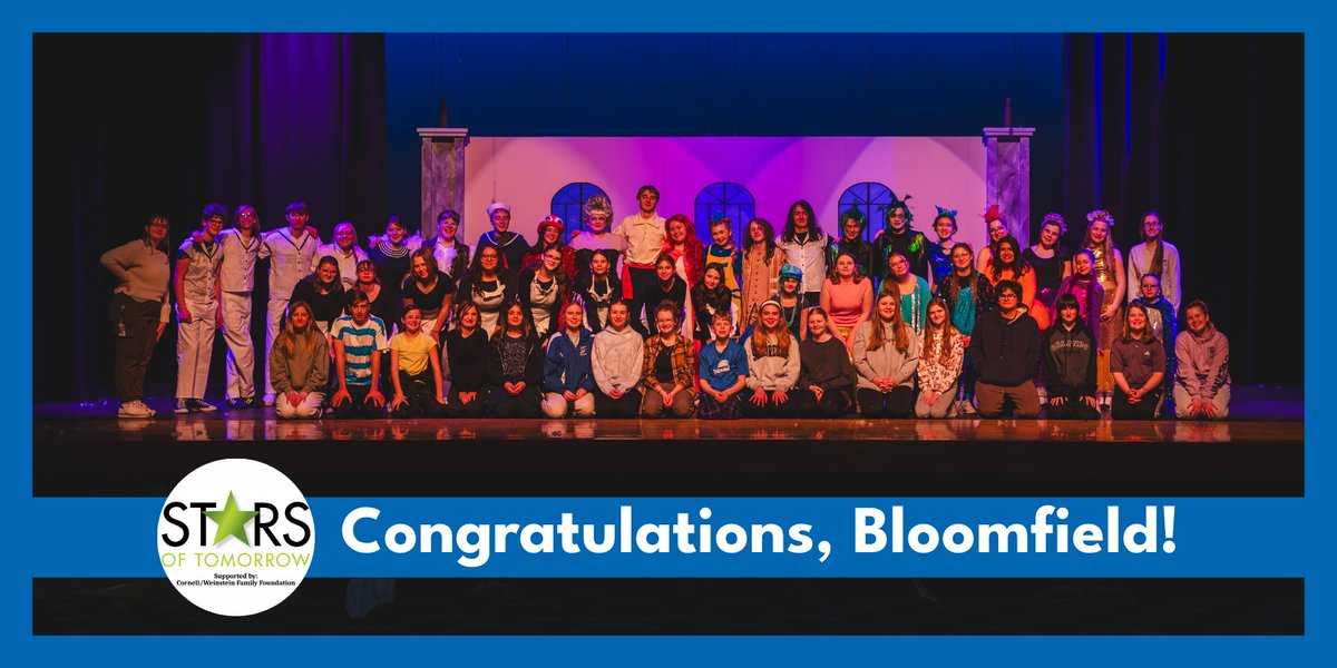 bloomfieldcsd's tweet photo. 🎭 Bloomfield Stars of Tomorrow 🎭

Congrats to the cast &amp; crew of this spring's "The Little Mermaid" on taking home several awards at the Rochester Broadway Theatre League Stars of Tomorrow Awards on Friday!

Click the link for the full story: https://t.co/AdiCxP3KEe

#BCSProud https://t.co/vTdL4QVCzO