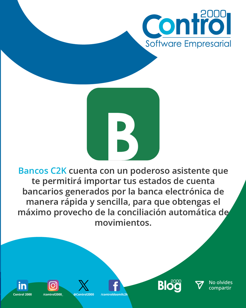 Control2000's tweet photo. ¡Descubre cómo simplificar la conciliación bancaria en tu pyme con Bancos C2K! 😎
https://t.co/BxTFM1fR6u

#Control2000 #BancosC2K #ConciliacionBancaria https://t.co/lbHoOlLyQe