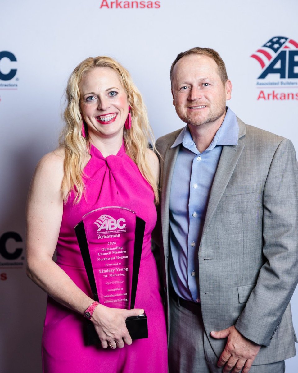 numarketingllc's tweet photo. Congratulations to our Chief Difference Maker, Lindsay Young MBA, FSMPS, CPSM, on being named the 2026 Northwest Arkansas Outstanding Council Member at the Associated Builders and Contractors of Arkansas Excellence in Construction Awards Banquet!

#construction #northwestarkansas https://t.co/mdgmU3ZjU2