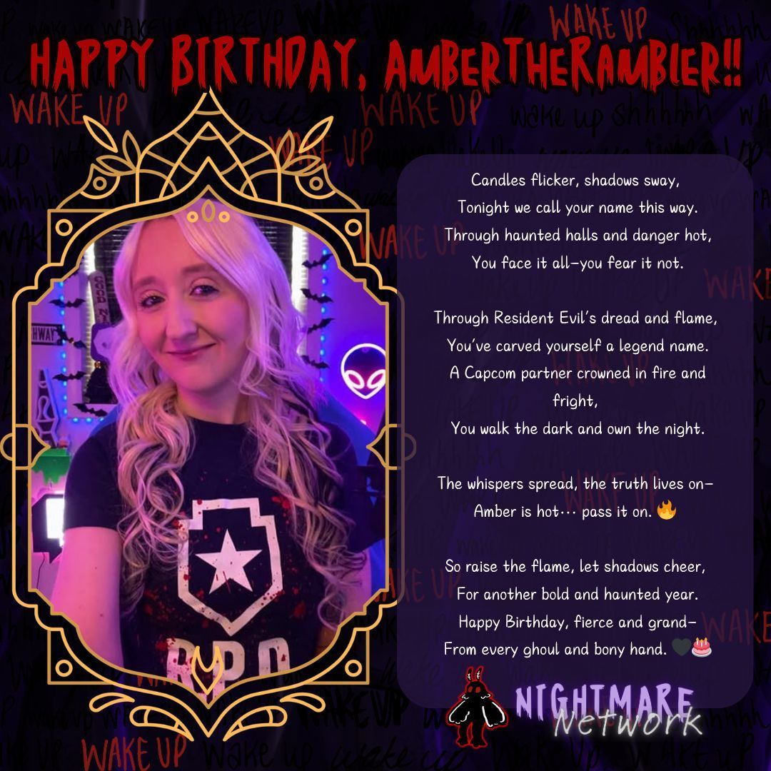 NghtMareNetWrk's tweet photo. It’s Amber’s birthday… you know what to do 👀����
Summon the hype, raise the chaos, and make some noise for our Night Terror @AmberTheRambler 💀🖤

#AmberIsHotPassItOn https://t.co/nYeBFYgEDV