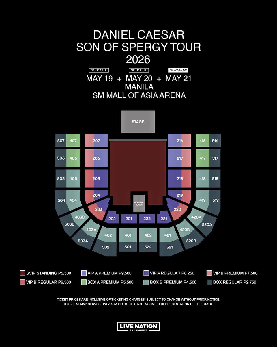 aezyoo's tweet photo. wtb lfs ph
⭐️ daniel caesar son of spergy tour 2026 tickets | day 2 (may 20)

offer:
- svip standing
- box b premium
- box regular

lf 2 tix (magkatabi)
no to overpriced
can payo
thx!

#… concert manila philippines moa mall of asia arena sos https://t.co/cG0jxl7Gp9
