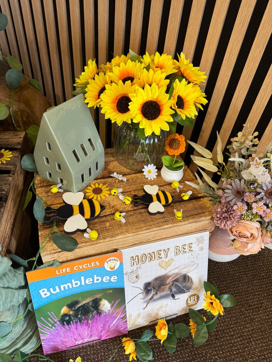 bpinfant's tweet photo. As we get ready for the ‘summer weather’, our entrance hall display has been transformed into a celebration of all things sunshine - featuring bees 🐝, sunflowers 🌻, sunshine ☀️, and beautiful plants 🪴. #BPIScience https://t.co/RYLAUnvT9a