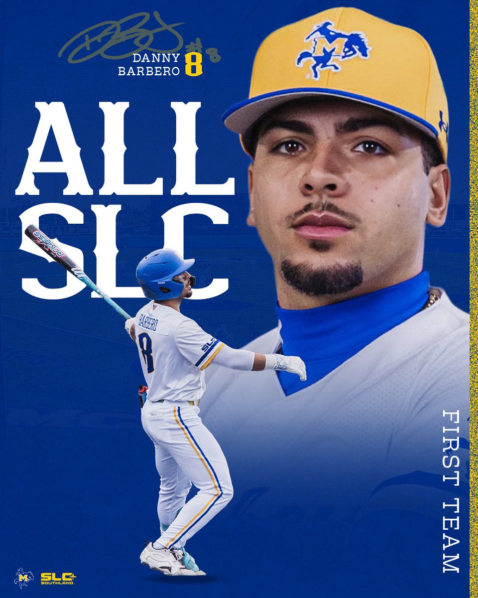 McNeeseBaseball's tweet photo. Barbero put on a show all year 💣

Danny Barbero has been named to the First Team All-Southland Conference for the 2026 Season! 

He started in 48 games during the 2026 Season, with an impressive .313 batting average, with 56 H, 12 2B, 48 RBI and 11 HR.

#GeauxPokes https://t.co/zSzd6rYsmh
