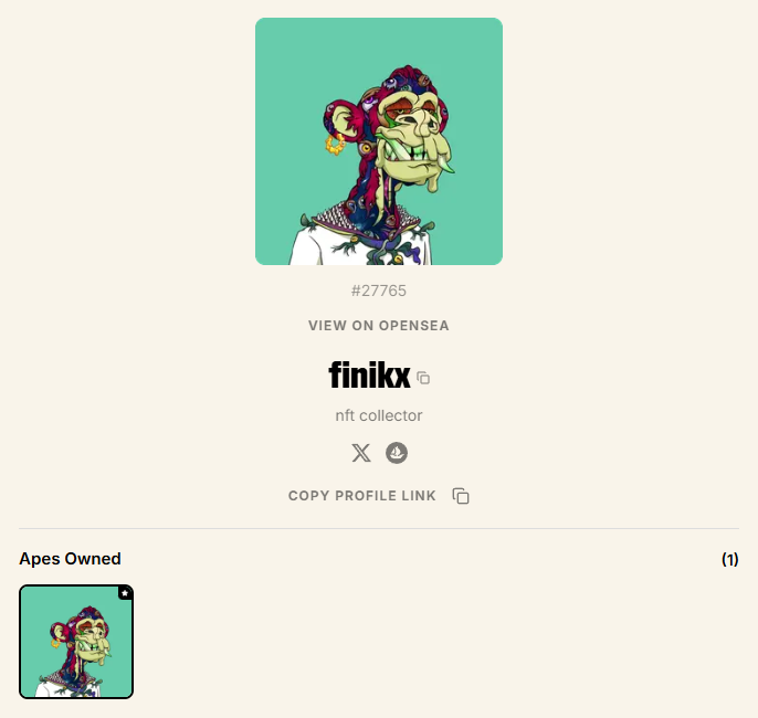 finikx_eth's tweet photo. https://t.co/wIVLoGAVEK

Only following verified apes from now on.

PUT THAT SHIT IN YOUR BIO ASAP 🤝 https://t.co/CoX9cvd8p5