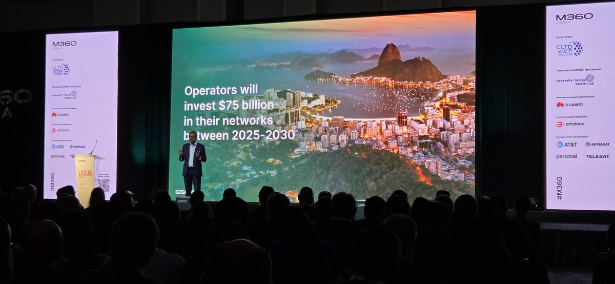 GSMALAC's tweet photo. "#Brasil es uno de los pocos países a nivel global donde todos los operadores están desplegando #5G SA".

📣  En su debut en #M360 LATAM, Vivek Badrinath, DG de @GSMA, destaca el liderazgo del país latinoamericano en el mundo. https://t.co/HchnXHv4fS