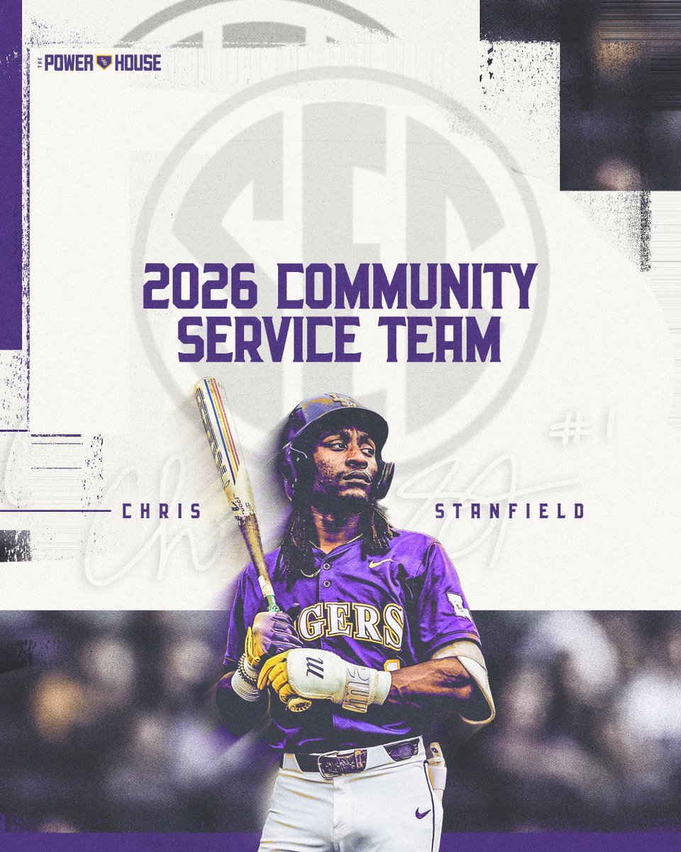 LSUbaseball's tweet photo. Chris Stanfield has been named to the SEC Community Service Team!

@_chrisstanfield | #ThePowerhouse https://t.co/Niqz0m7ofs