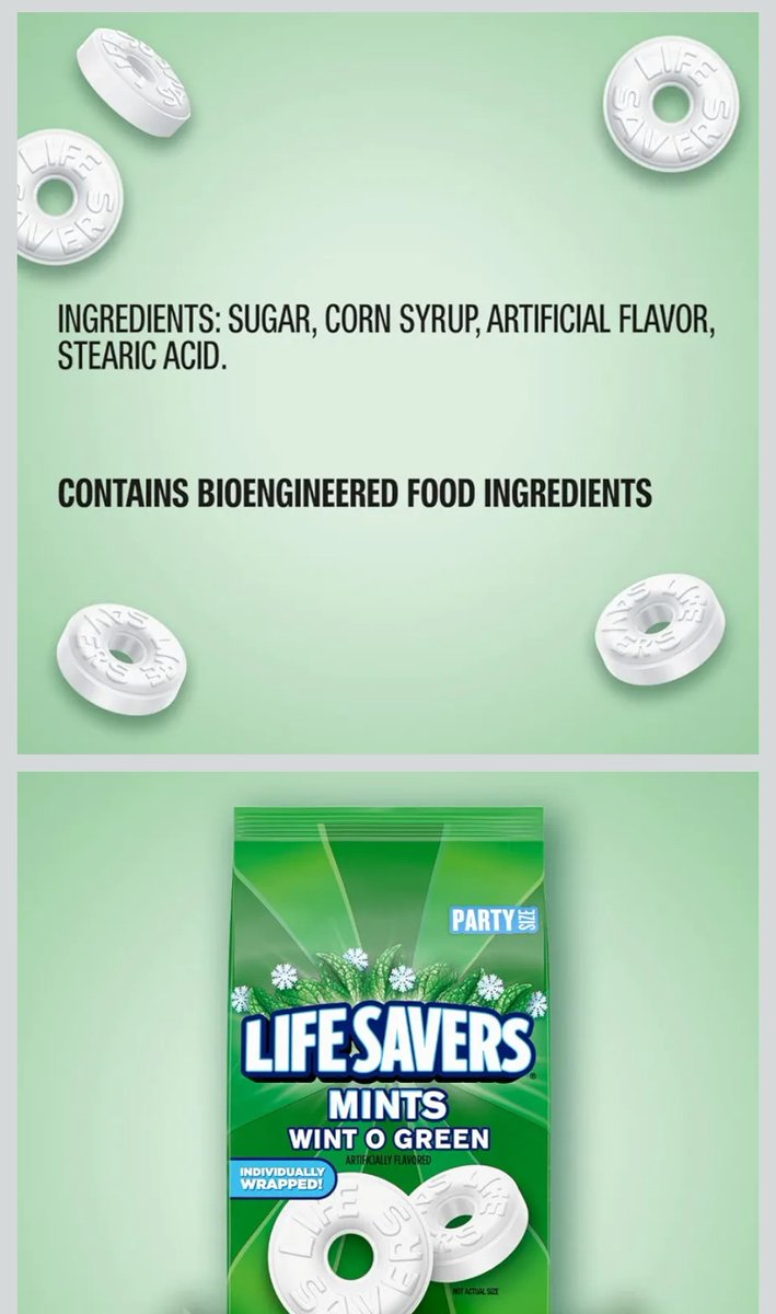 MsCatThief's tweet photo. They're putting bioengineered ingredients in Life Savers! 🤢😝
#gmo #bioengineered #candy #LifeSavers https://t.co/fwp0d9MDW3