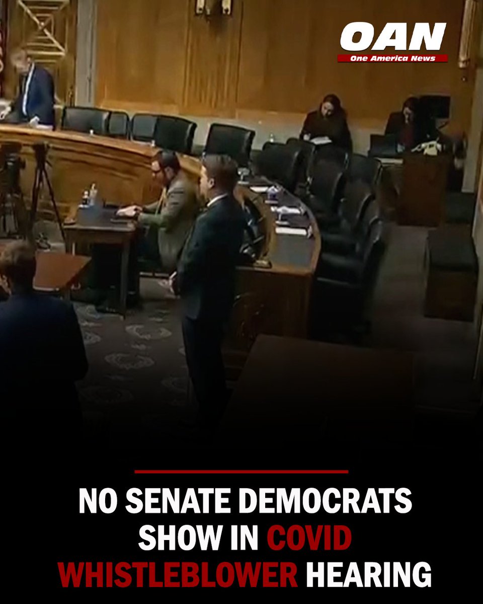 OANN's tweet photo. No Senate Democrats showed up for the "Whistleblower Testimony on the COVID Cover Up" hearing.

Watch OAN on Spectrum and YouTube TV today for more updates. https://t.co/zB1xcLz1g4