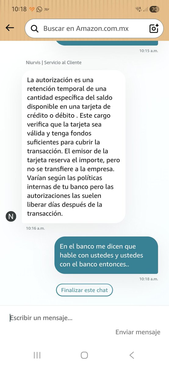 alan_krisoeck's tweet photo. @SantanderMx @amazonmex  una duda que tiempo tardan en regresar una retención porque el soporte del banco me dice que me comunique con Amazon y Amazon con el banco y yo sin mi dinero desde el día 30 de abril o ya se perdió el dinero?? https://t.co/yi7GrIZvVK