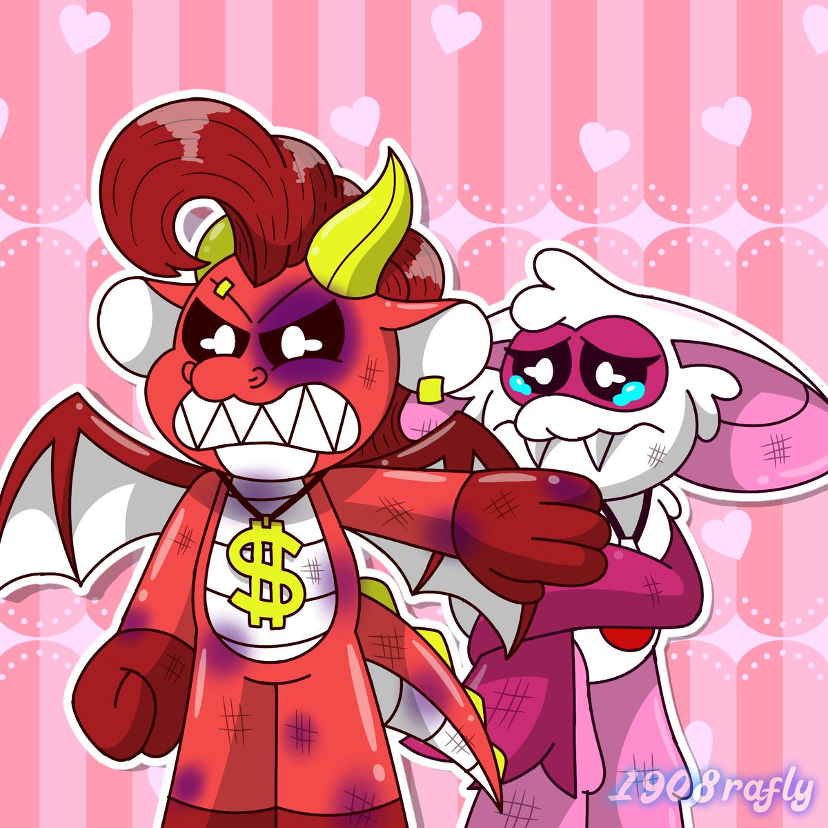 1908Rafly's tweet photo. "You dare to hurt my bat girlfriend, i will burn you if you're trying to hurt her!"
- Simon Smoke

#SmilingCritters #NightmareCritters #HotGossip https://t.co/BUlf1tDHMD