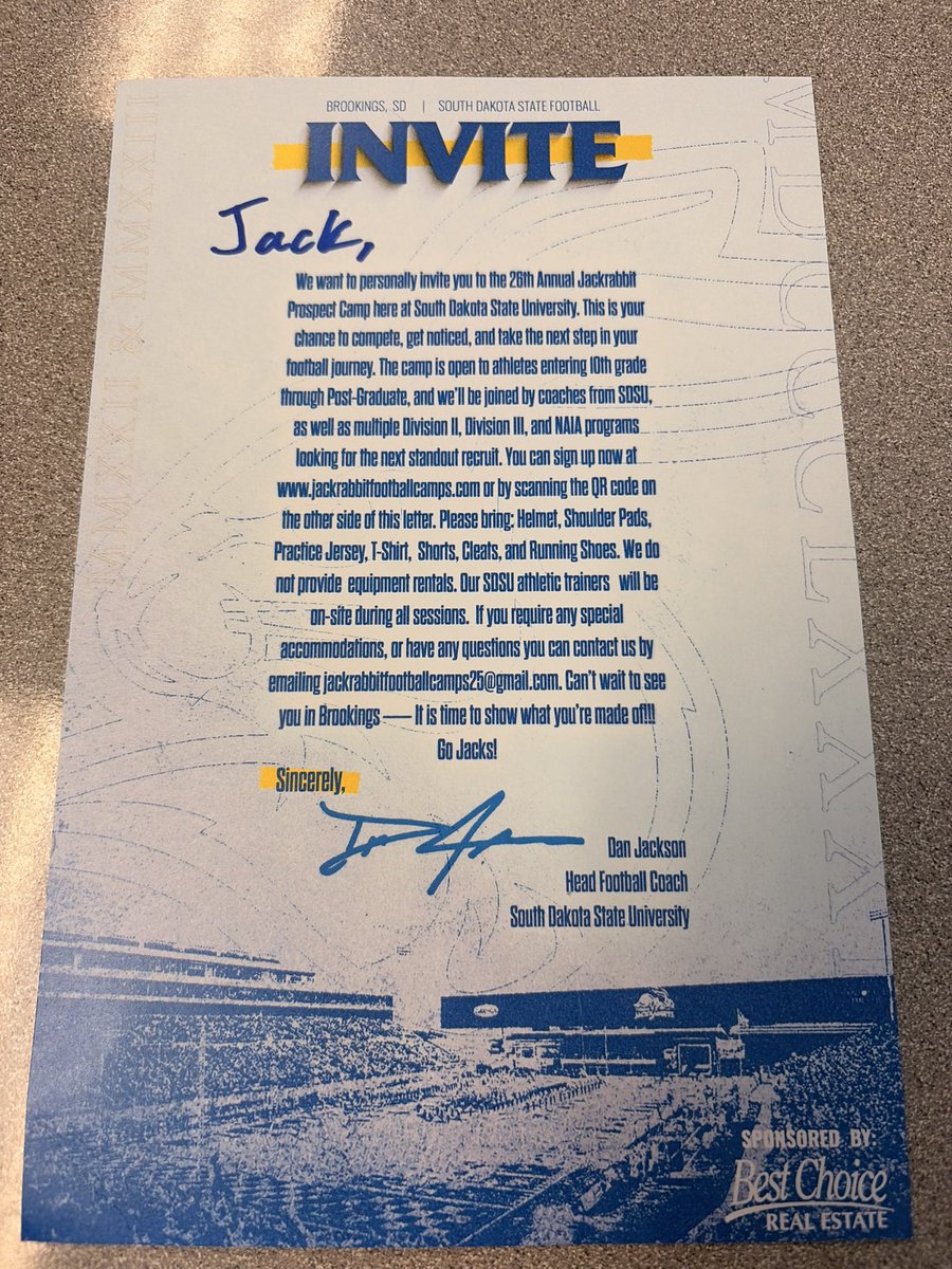 J_Jjackman's tweet photo. Thank you @CoachDtjackson for the camp invite! @AGBluejayFball https://t.co/dqfpleMCln