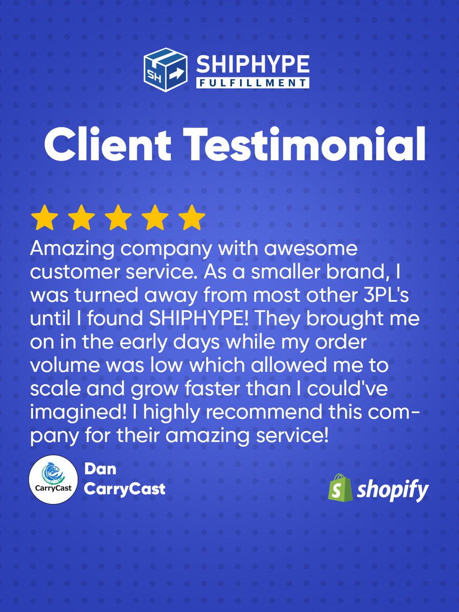 shiphype3PL's tweet photo. Not every fulfillment partner feels like a partner. Dan found one that does.

Contact our sales team!

📧 sales@shiphype.com
📞 1.844.745.1999

#3pl
#dtcfulfillment
#ecommercefulfillment
#fulfillmentcenter
#shiphype https://t.co/vtWdKkxXf7