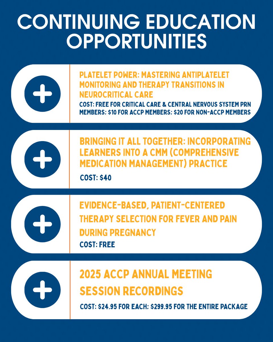ACCPpostgrads's tweet photo. Check out the latest continuing education opportunities that are available from ACCP and ACCP PRNs: https://t.co/p3UdpDb8Dc https://t.co/PuoWkYAmR1