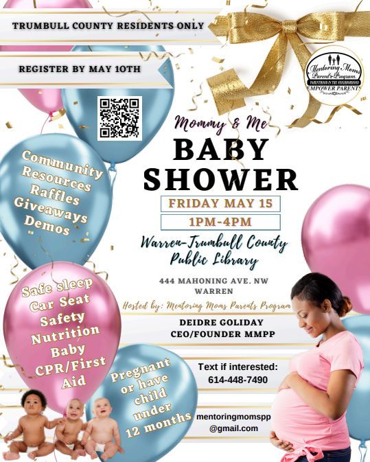 WarrenHealth's tweet photo. Join us this Friday, May 15th, 2026 from 1PM–4PM at the Warren Library for a Baby Shower Event hosted by the Mentoring Moms Parent Program! 🍼🎉

Be sure to stop by our informational table! 😄 
(Must register before attending) https://t.co/uoPrmH2Lpy