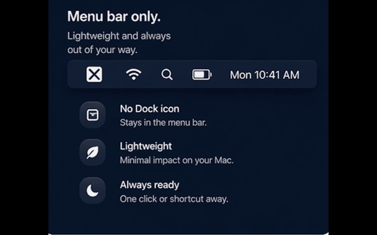 astrolabs21's tweet photo. Sometimes I just want my Mac completely clean instantly.
So I built Clean Quit:
one click โ every app closes immediately.
Minimal utility.
Very satisfying.
#productivity #macOSApps #indiedev https://t.co/E5UXAr5KfX