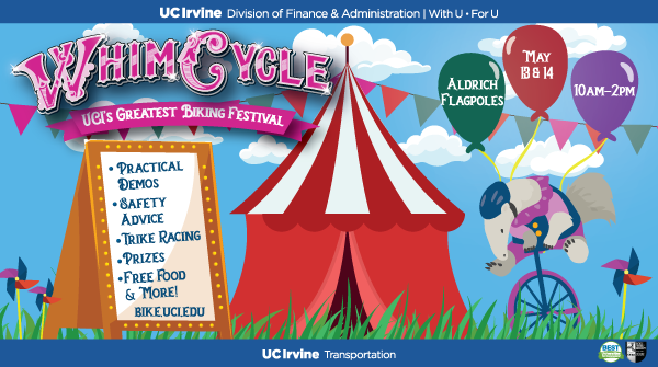 UCIParking's tweet photo. 🚲🎉 Our WhimCycle Bike Festival is happening TODAY from 10 a.m.–2 p.m. at the Aldrich Flagpoles! Stop by for bike-themed fun, activities, and a chance to celebrate all things cycling at UCI. Don’t miss it!

More info: https://t.co/iOSMCcsj0L https://t.co/hhpk27stPW