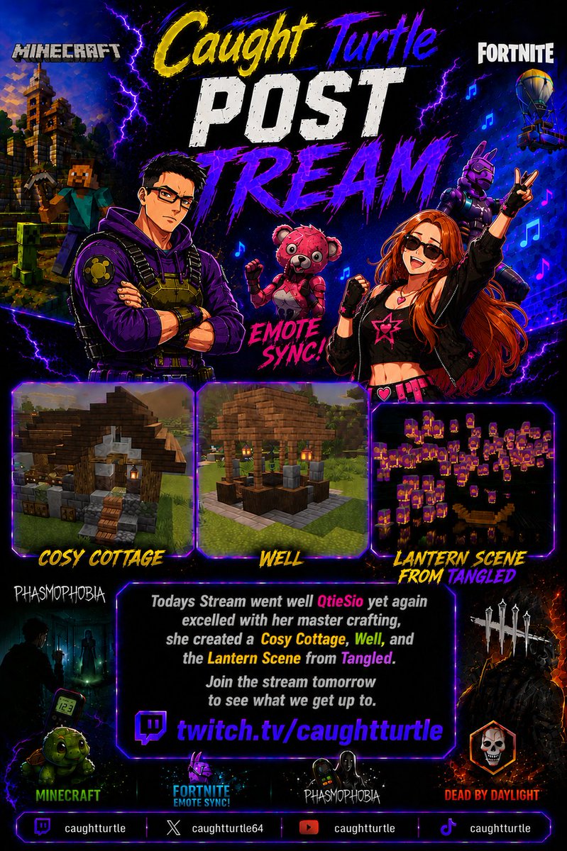 CaughtTurtle64's tweet photo. Yet again QtieSio did her best work on stream! Thank you to all the views, chat and lurks they are always appreciated!

Join again tomorrow and see what we are up to https://t.co/mW6yJicuOj

@Minecraft @Twitch https://t.co/tUIrcgiGSX