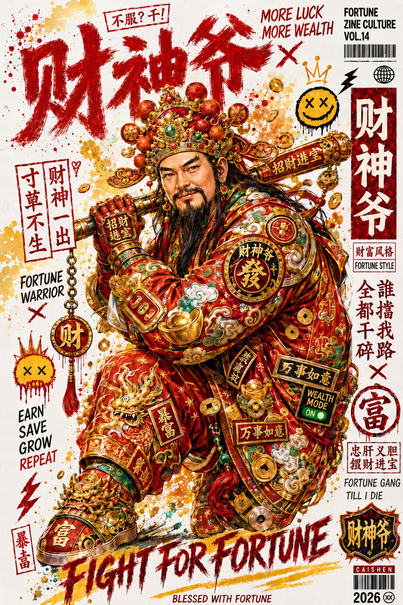 xiaoyubn's tweet photo. 《财神爷：FIGHT FOR FORTUNE》

财神爷降临，不拜也发财。
红袍加身，金币开路，财富模式已开启。 https://t.co/ind3nlFw5d