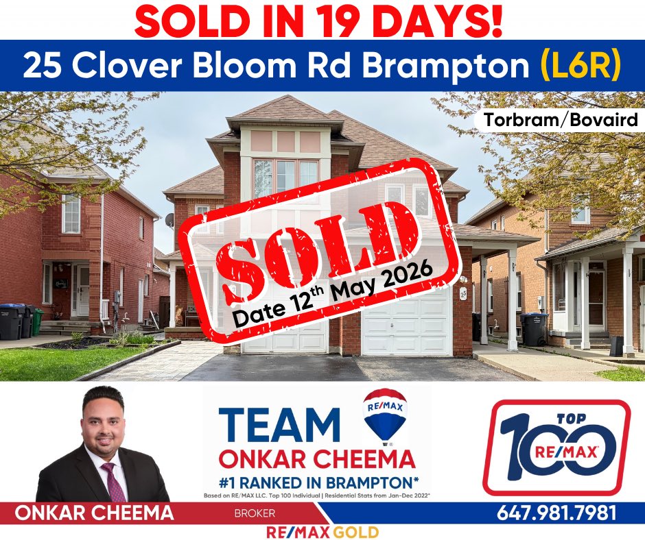 onkarscheema's tweet photo. 📣 Just SOLD in 19 Days in Brampton!
🥇 Team ONKAR CHEEMA
☎ 647-981-7981
🏣 RE/MAX Gold Realty Inc.
🌐 https://t.co/eeZaKxngVZ

#teamonkarcheema #onkarcheema #houseforsale #1realtorinl6r #1realtorinbrampton #5starsreviewrealtor #bestrealtor #freehomevaluation #l6rcallonkar https://t.co/KwID7VDdtN