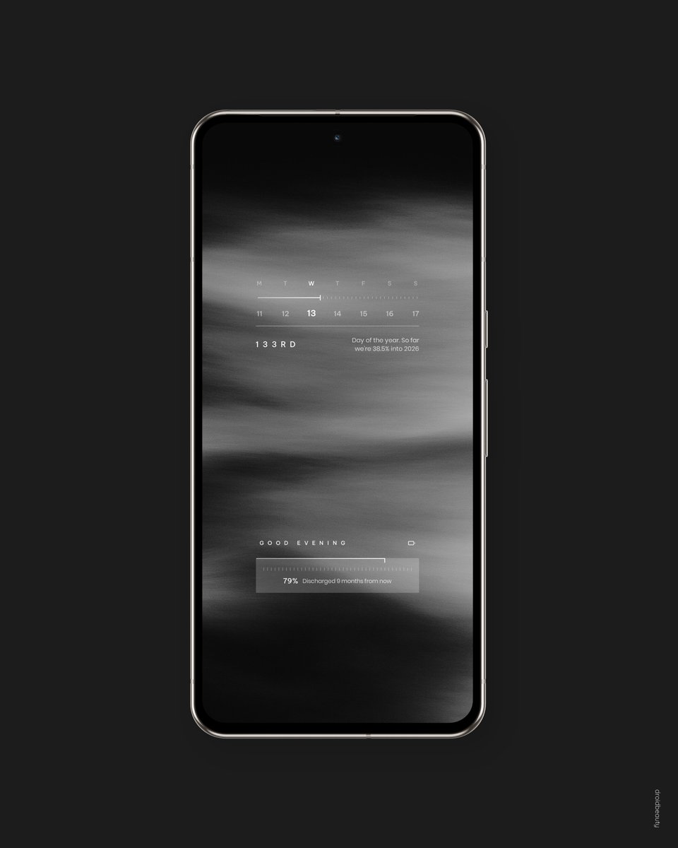 droidbeauty's tweet photo. Grisaille  |  vol. I ⚫

The start to a mini series of hyperminimal setups

#kwgt #setup #theme #design #minimal #monochrome #widget #ui #wallpaper #androidtheme https://t.co/JEZ5dzMIqX