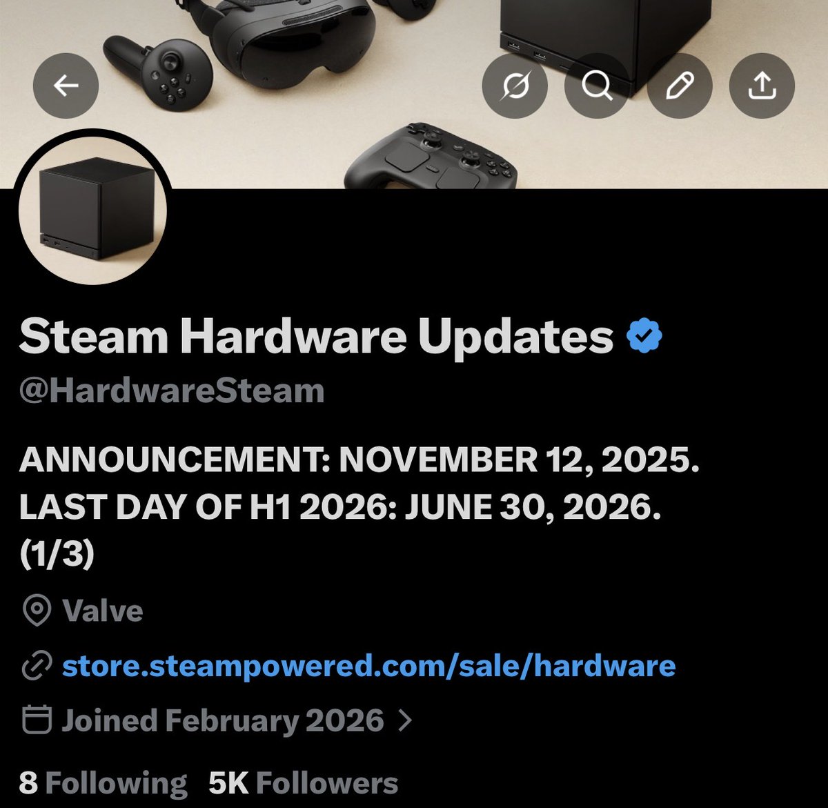 Steam Hardware Updates tweet media