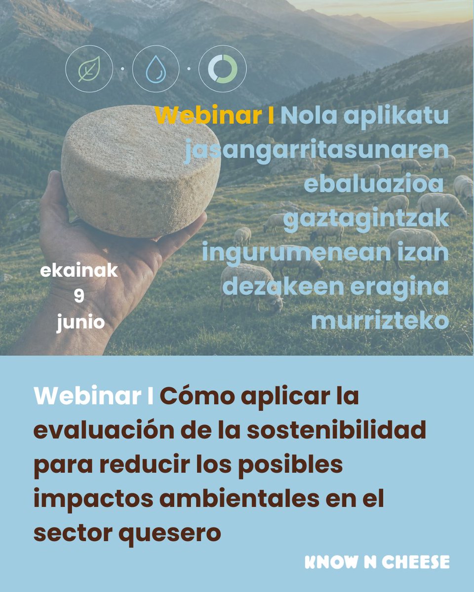 KnowNCheese's tweet photo. 📌💻El 9 de junio, no te pierdas el webinar organizado por @hazifundazioa  e impartido por @BETA_TechCentre , que permitirá ahondar en medidas para reducir los posibles impactos ambientales en el sector quesero 🧀

+ info e inscripciones: https://t.co/LA9jrsaODA https://t.co/O7MOWxGB9A