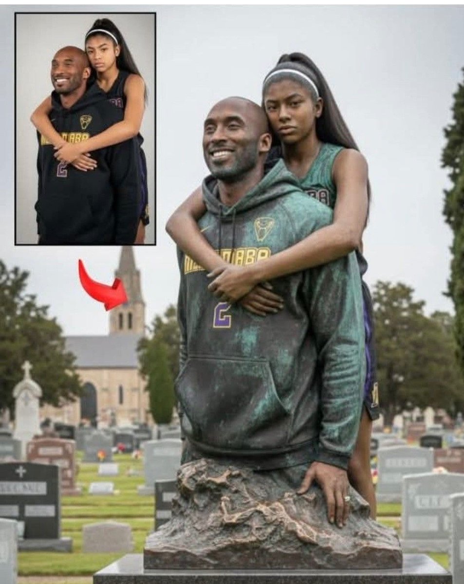 opolot_ronnie's tweet photo. A fan created a statue of Kobe and Gigi, inspired by their final Mamba photoshoot, and placed it at their gravesite.🥹🕊️ https://t.co/FnbAOIL1L0