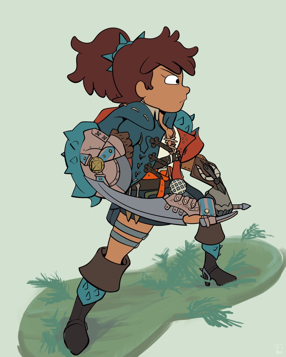 Hope Armor Anne! commission for @IanTabor5 Amphibia has big monsters. Why  dont Anne hunt them? Like some kind of Monster Hunter? #Amphibia  #Amphibiafanart