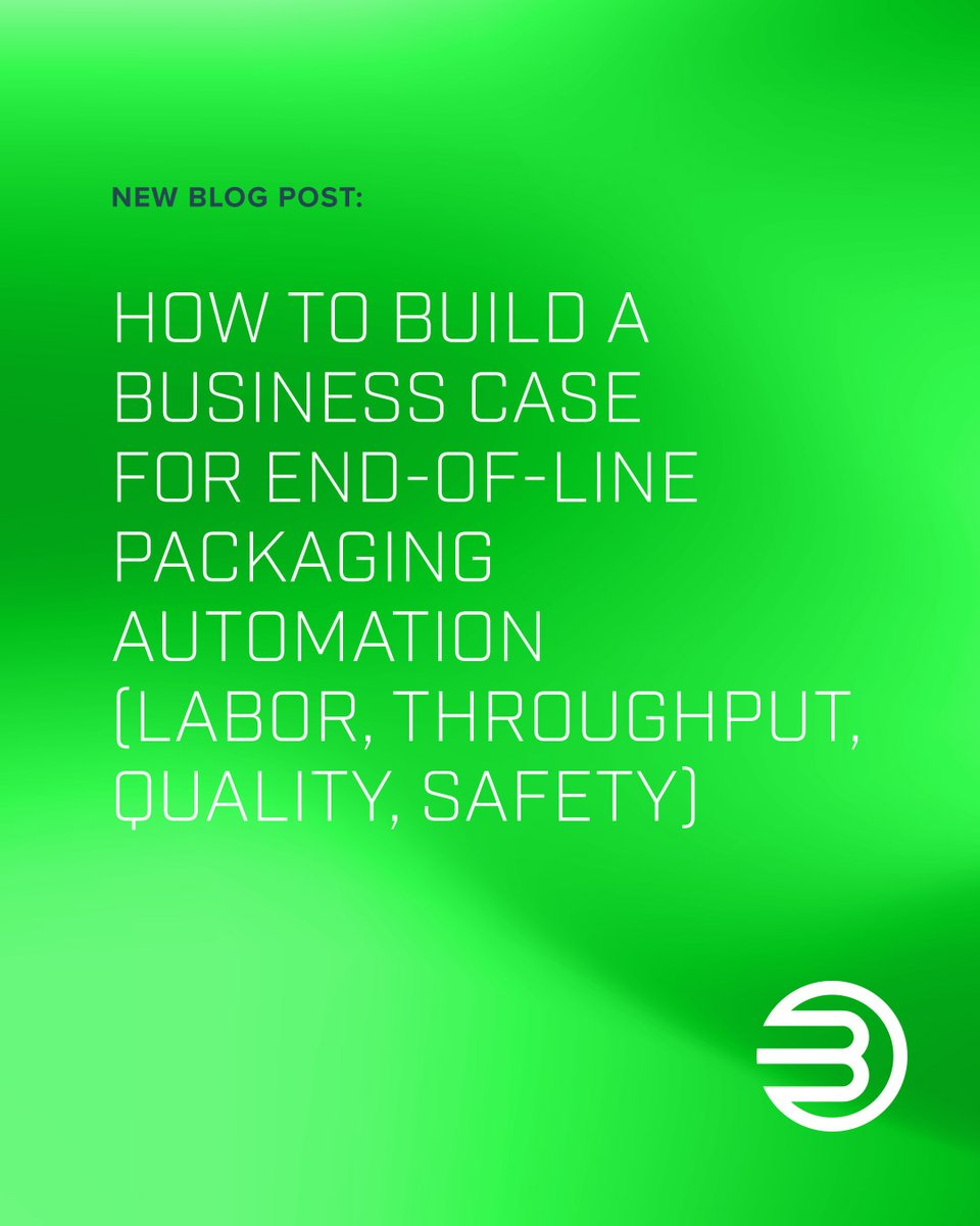 BrownMachineG's tweet photo. New Blog Post: How to Build a Business Case for End-of-Line Packaging Automation (Labor, Throughput, Quality, Safety)

Read more: https://t.co/k505IlKlwi

#EndOfLinePackaging https://t.co/X0V0xkdSXE