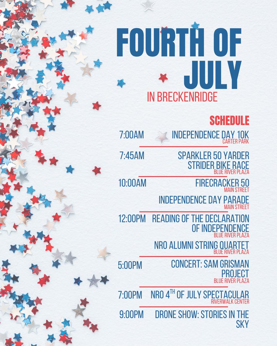 PeakAtBreck's tweet photo. The 4th of July may still feel far away, but it's never too early to book your stay! The 4th is one of Breck's most popular holidays, offering a parade, arts, music &amp; an escape from your routine! Book now at https://t.co/9hcdnL3b2f &amp; come explore all Breckenridge has to offer! https://t.co/FIbKnwFpIU