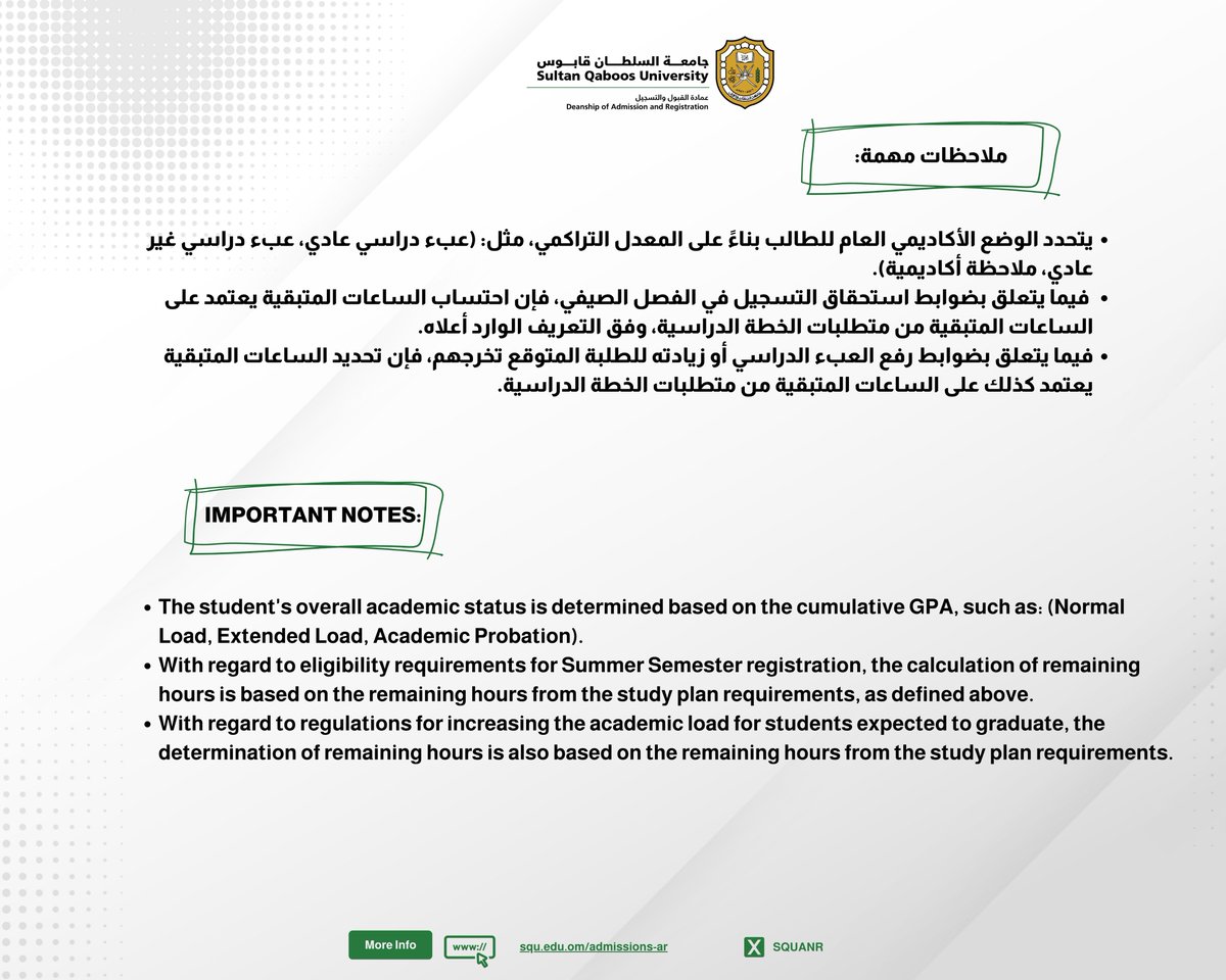 SQU-عمادة القبول والتسجيل tweet media