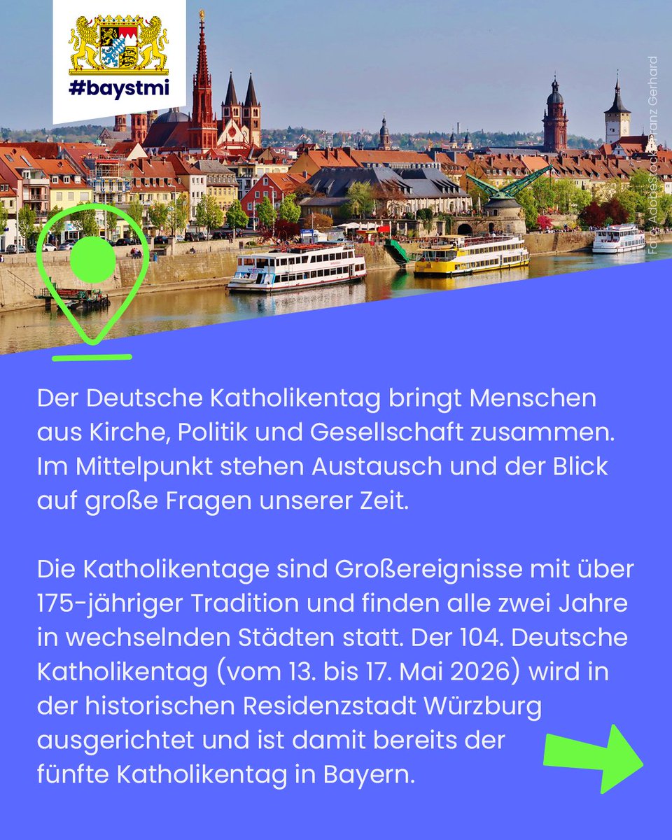BayStMI's tweet photo. Glaube 🙏, Dialog 🗣️, Zusammenhalt 🫂

Innenminister Joachim #Herrmann war heute bei der Eröffnung des 104. Deutschen Katholikentags in #Würzburg und beim Empfang von Bayerns Ministerpräsident Dr. Markus Söder und Würzburgs Oberbürgermeister Martin Heilig. https://t.co/NFnGDOAbrH