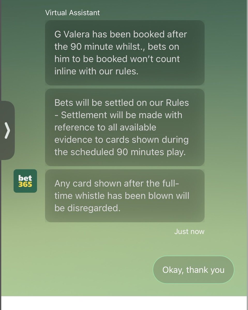 midshot_bb's tweet photo. @TartanTipsterr @bet365help This is what the virtual assistant said https://t.co/Oy47ViHNgL
