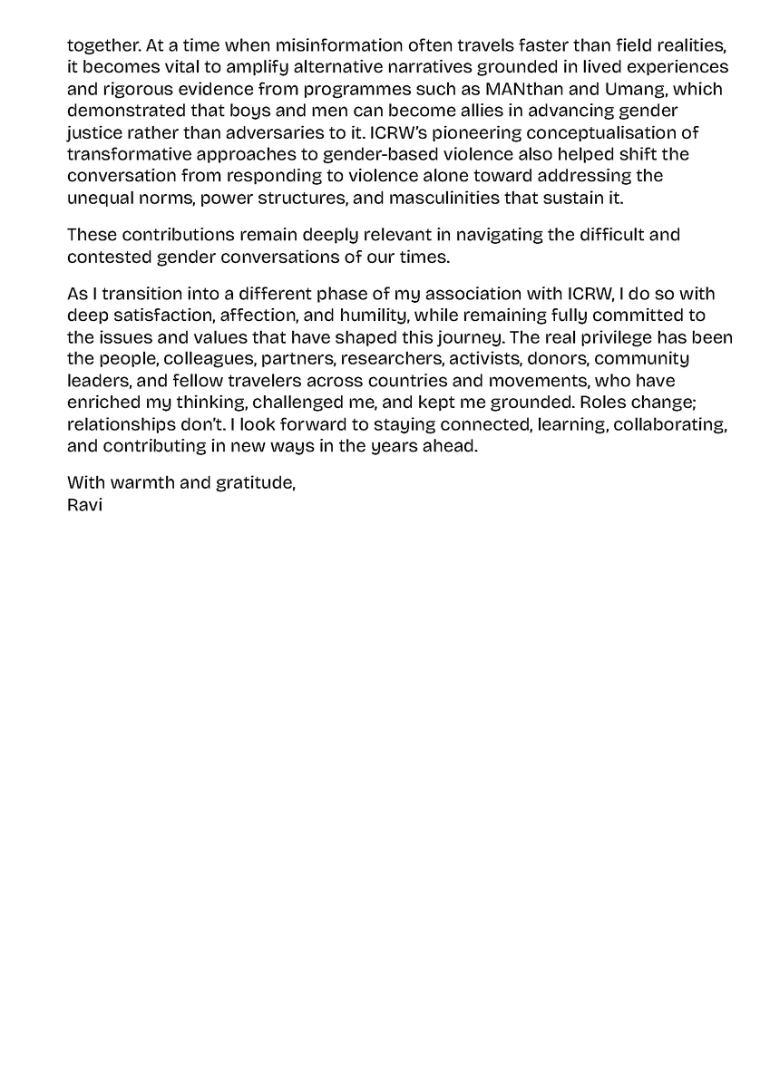 ICRWAsia's tweet photo. ICRW Asia marks an important leadership transition as Ravi Verma steps down after years of distinguished leadership and contributions to advancing gender justice, health equity, and inclusive development across South Asia.
#ICRWAsia #LeadershipTransition https://t.co/qVCOyMFWSt