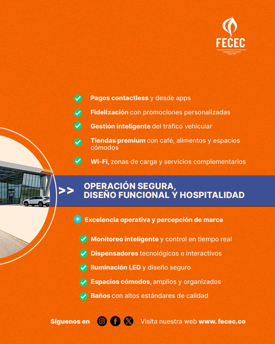 _fecec's tweet photo. #AgremiaciónFECEC #SéParteDeLaVanguardia

La EDS del futuro ya no es solo una gasolinera.

Tecnología, sostenibilidad, experiencia de cliente, retail inteligente y operación eficiente son hoy factores clave para liderar el sector

#EstacionesdeServicio #Minoristas #Colombia https://t.co/XSn7FOnIRs