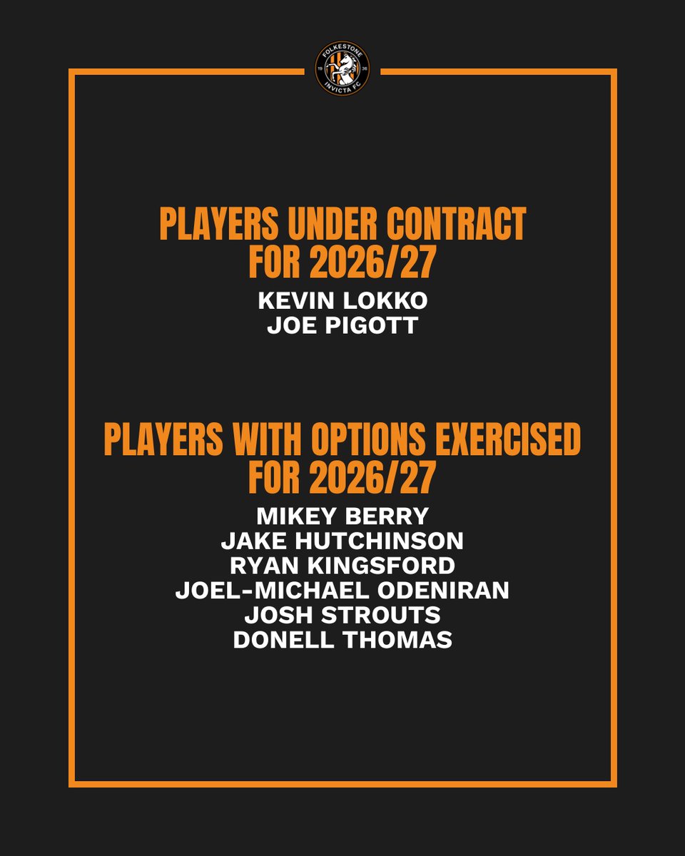 FIFC's tweet photo. 📝 We can now confirm our retained list following the conclusion of the 2025/26 Isthmian League season.

#fifc | 🟠⚫️