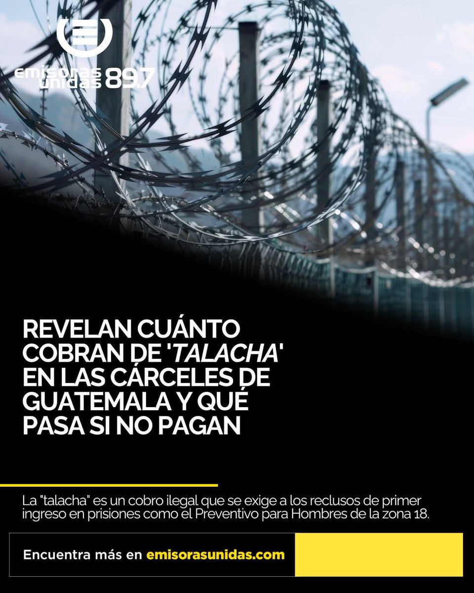 EU_escuintla's tweet photo. #EUNacionales Un informe del Relator contra la Tortura evidenció el alarmante cobro millonario anual por la denominada "talacha" en prisiones guatemaltecas, lo que impulsa una nueva legislación para sancionar esta práctica.
#EuEscuintla https://t.co/7d6Ps0CTZn