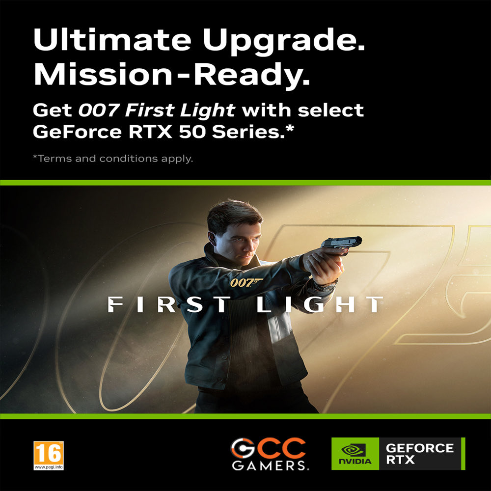 GamersGcc's tweet photo. Get 007 First Light with Select GeForce RTX 50 Series Cards 
-
Start Date: 13 May 2026
End Date: 10 June 2026
Redemption Close: 8 July 2026
Bundle SKUs:  NVIDIA GeForce RTX™️ 5090, 5080, 5070 Ti, 5070, 5060 Ti  
.
.
#gccgamers #nvidiageforceme #rtx50series #007firstflight https://t.co/51cAdKRPmP