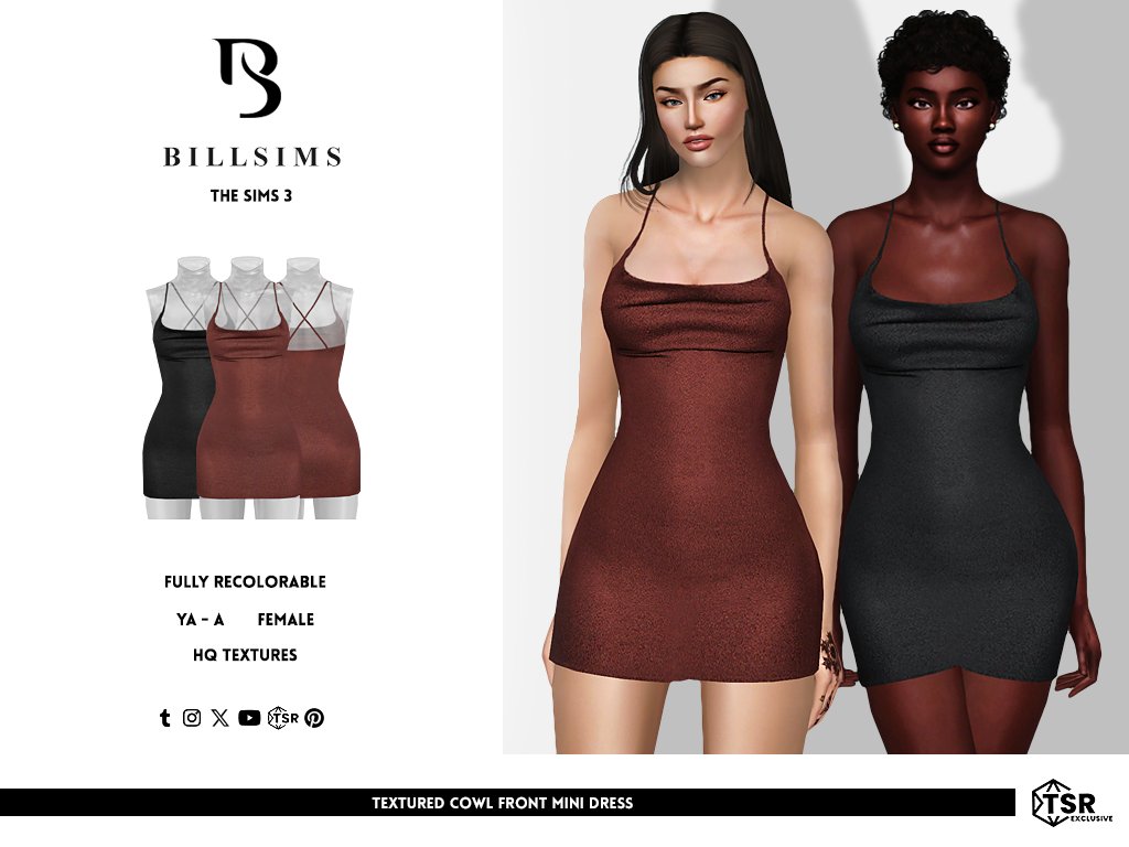 billsims_cc's tweet photo. Textured Cowl Front Mini Dress
Grab yours now exclusively over at @TheSimsResource!
π The Sims 3:
https://t.co/faam0jAYBD
π The Sims 4: https://t.co/EzMsH4eahi
#thesims3 #thesims4 #thesims3cc #thesims4cc https://t.co/PXykbeBhgd