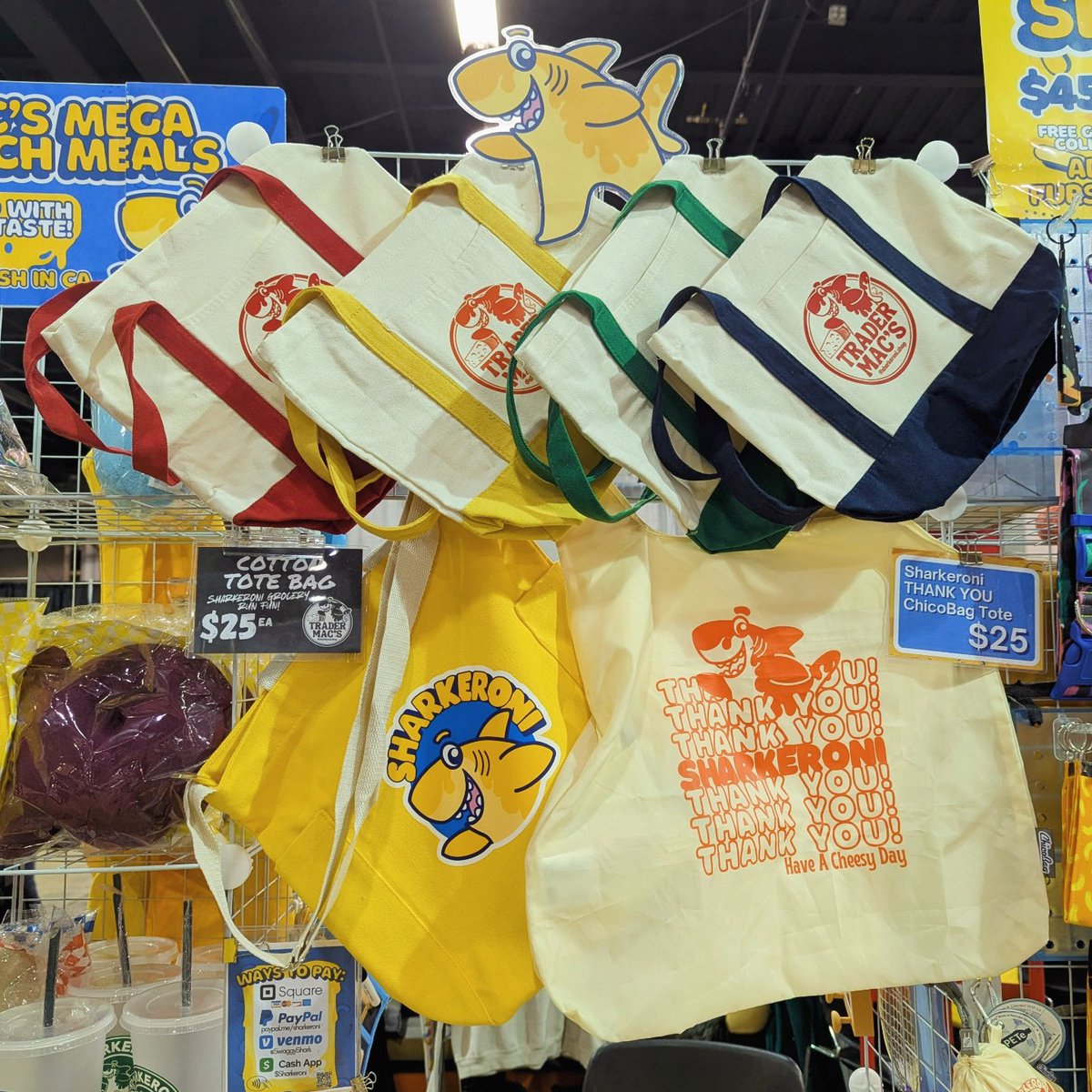 UndercoverSwab's tweet photo. @it_p_a_l_e I didn't get into FWA this time BUT if y'all are ever in need of tote bags and Sharkeroni is at the con 👀 I've got a few options on deck 🦈🧀 https://t.co/sohyaEMN6Q