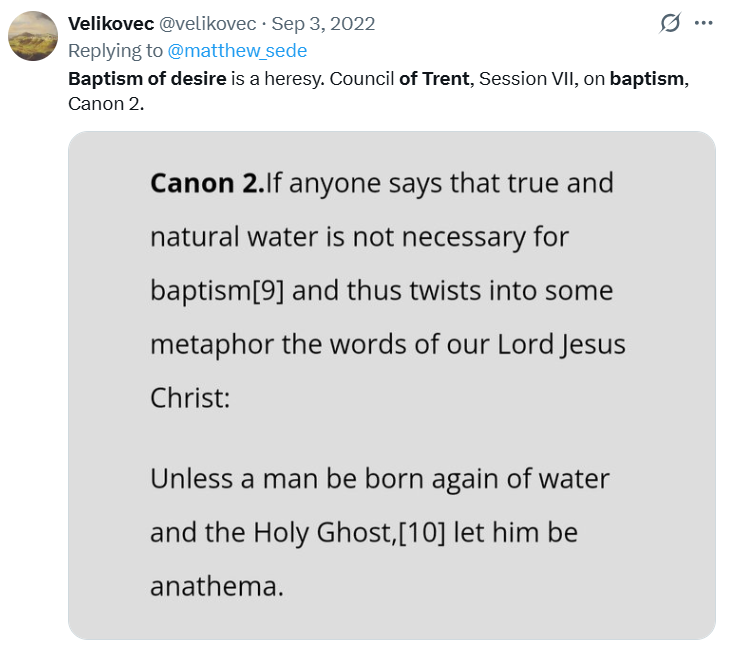 Proselytizer19's tweet photo. @velikovec @cinnamonrib343 @RomanGarza111 @IgnacioLemmi @ReginaCaeli3in1 @MonasteryOCarm No, it's actually charitable to rebuke and condemn people who obstinately reject Catholic dogma. You're putting theologians in the place of the Papacy and a theological error in the place of dogma. You're not a Catholic at this time. You're a schismatic and heretic. https://t.co/QF69j44x5H