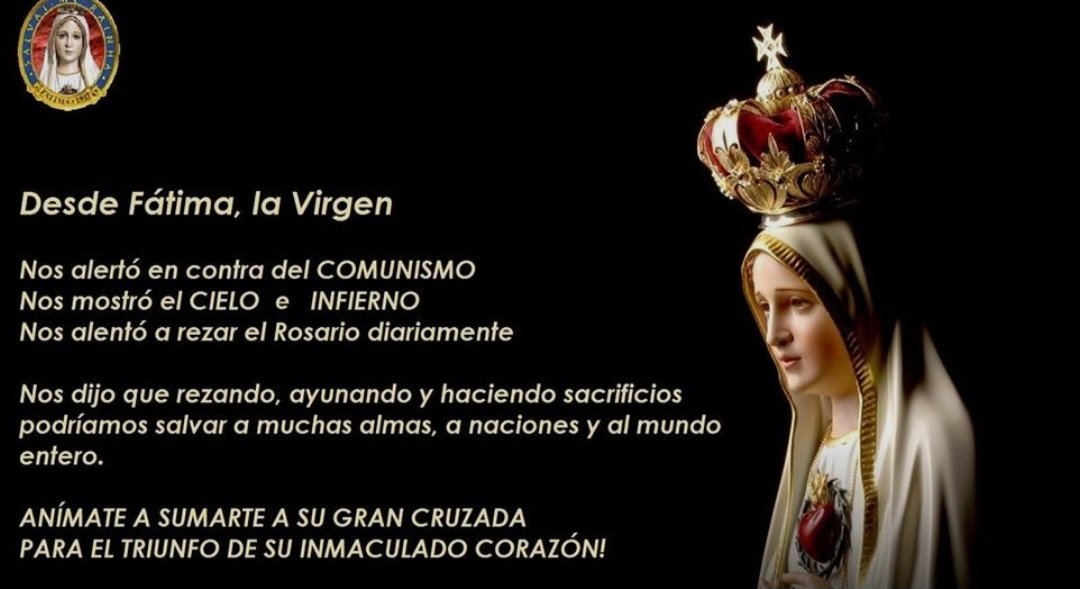 sandygzzu's tweet photo. Hermosa en su día Nuestra Virgen de Fátima! Grande es mi devoción por nuestra Madre en su advocación Mariana de Fátima!🙏🌟👑 Madre de Jesús y Reina del cielo y de la tierra! Virgen de Fátima, Ruega por Nosotros!
No al comunismo! https://t.co/kbVtsAshYJ