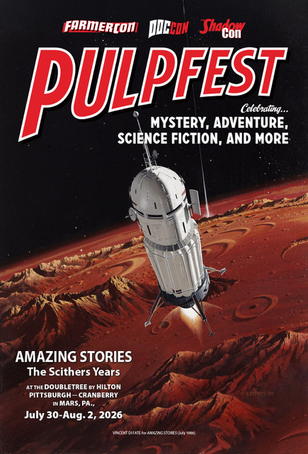 pulpfest's tweet photo. PulpFest 2026 welcomes authors and editors Darrell Schweitzer and John Gregory Betancourt for "Amazing Stories: The Scithers Years" on Thursday, July 30, at 7:50 pm. Learn more at https://t.co/O8UrpkNk81 https://t.co/kynyHrogKo