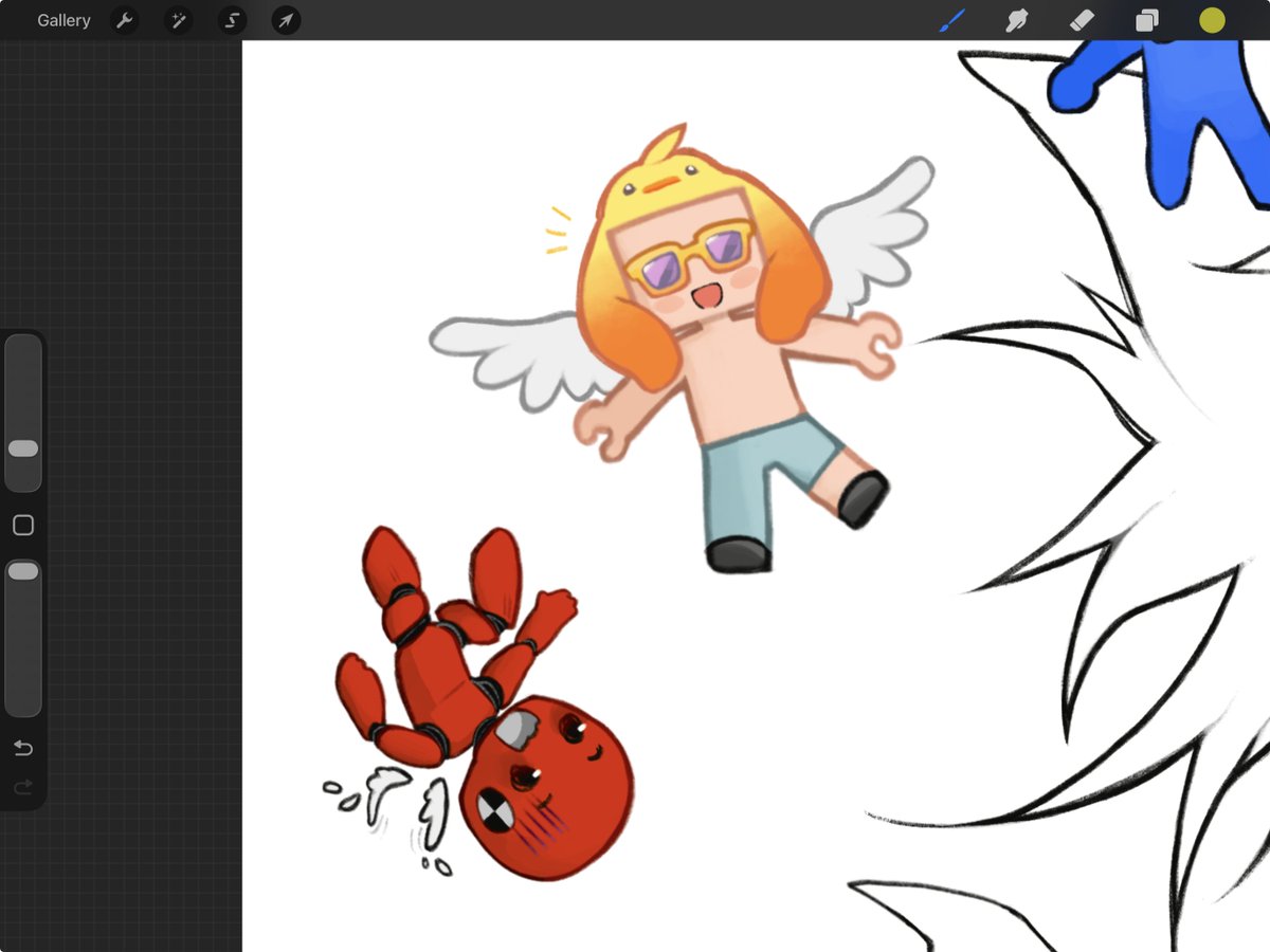 99leafclovers's tweet photo. its been years since these two were on my canvas...... ( ꒦ິ꒳꒦ີ) this feels like returning to my roots bru 
#fanart wip 
@Twisted_Anomaly @Jameskii https://t.co/tGEZErRahZ
