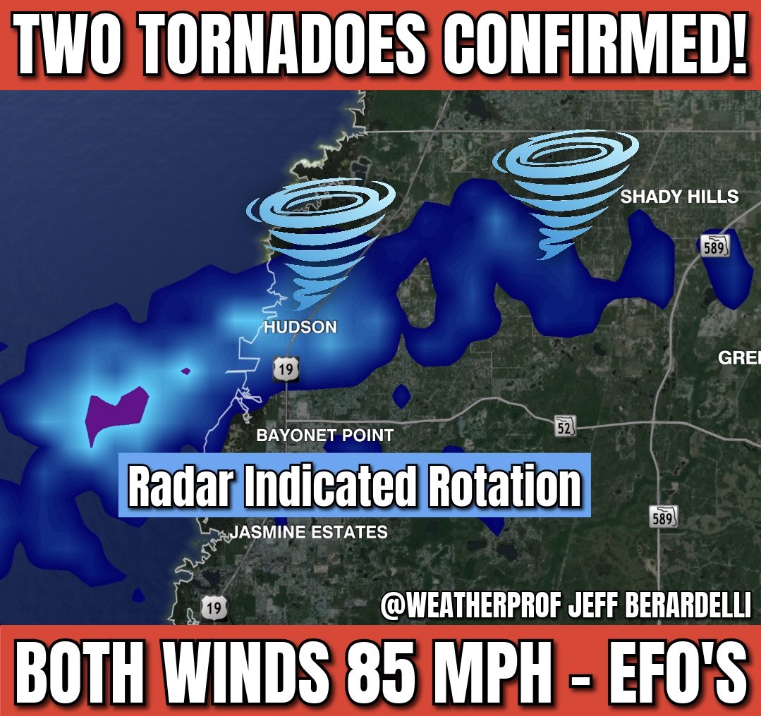 Two confirmed tornadoes 🌪️ in Pasco County yesterday. NWS Tampa team ...