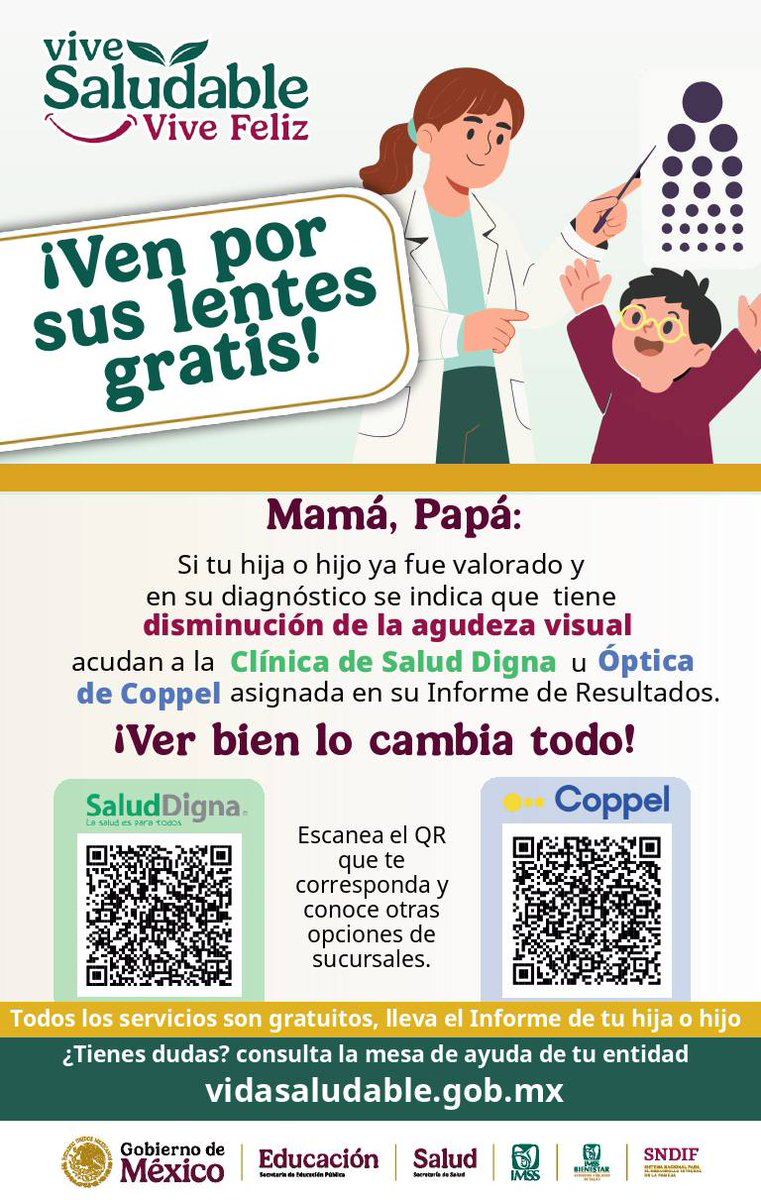CONAFE_mx's tweet photo. Mamá, Papá:

¡No olvides llevar a tu hija o hijo a recoger sus lentes! 😎

Escanea tu código y ubica la sucursal más cerca a tu domicilio.📍

😐Tienes dudas.

Ingresa a https://t.co/REmG03jKK0 https://t.co/OgonxFYRO0