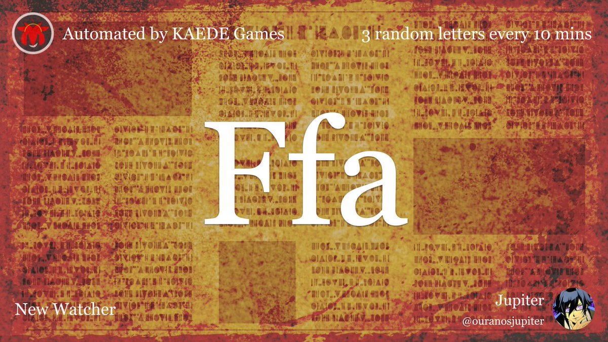 100 Random Fa Post by 3 random letters every 10 mins on X: Ffa