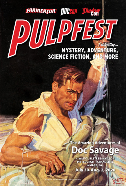 pulpfest's tweet photo. PulpFest 2026 welcomes Daryl Morrissey for "The Amazing Adventures of Doc Savage," a presentation examining the science fiction adventures of the Man of Bronze. Join us on Thursday, July 30, at 8:40 pm. Learn more at https://t.co/O8UrpkNk81 https://t.co/9MXGK63We4